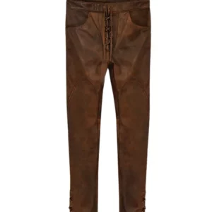 Cowboy Lace up Brown Leather Pants