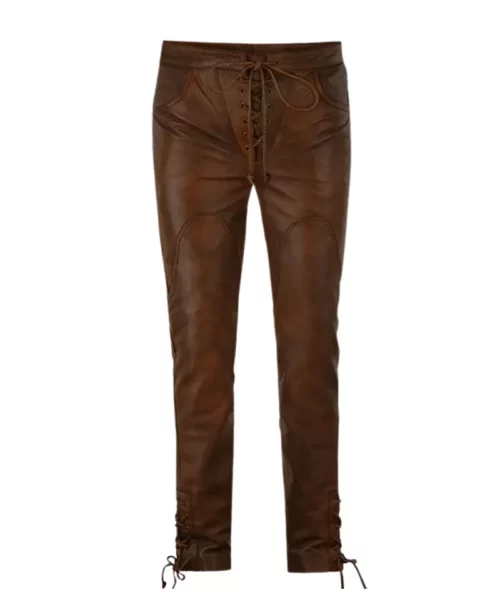 Cowboy Lace up Leather Pants