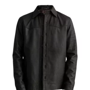 Men Black Leather Shirt