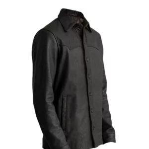 Men Black Leather Shirt