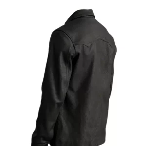 Men Black Leather Shirt