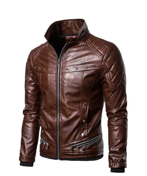 Men Brown Retro Aviator Jacket