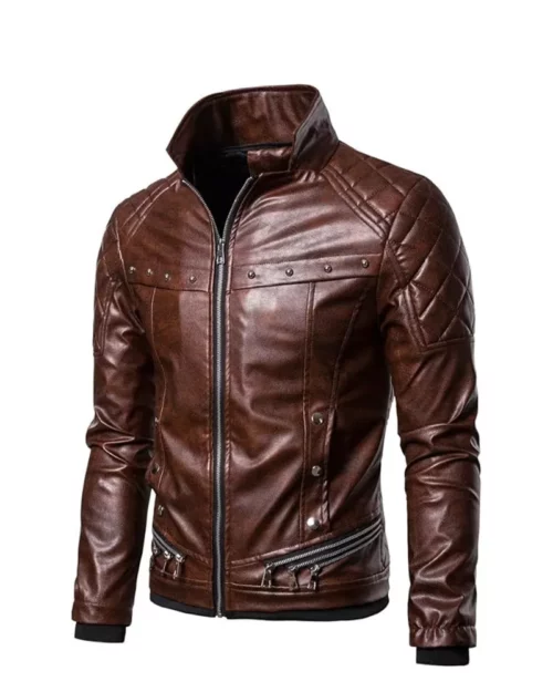Men Brown Retro Aviator Jacket