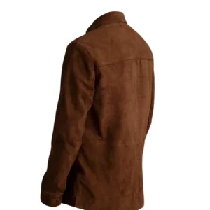 Men Genuine Suede Brown Leather Shirt