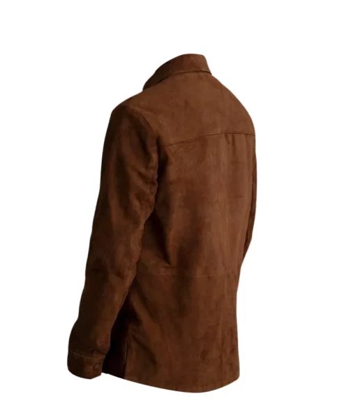 Men Genuine Suede Brown Leather Shirt