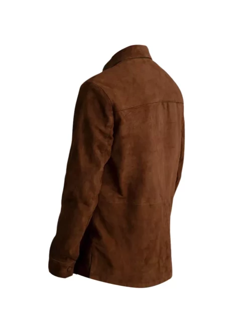 Men Genuine Suede Brown Leather Shirt