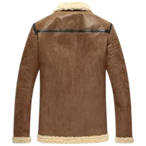 Men Leather Aviator Motorcycle Bomber Shearling Jacket