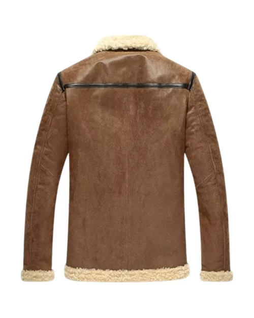 Men Leather Aviator Motorcycle Bomber Shearling Jacket