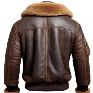 Mens Aviator Fur Shearling Bomber Leather Jacket
