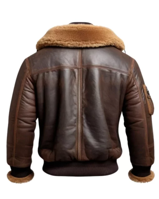 Mens Aviator Fur Shearling Bomber Leather Jacket
