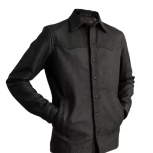 Mens Black Leather Shirt
