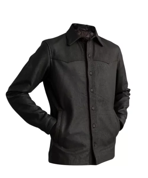 Mens Black Leather Shirt