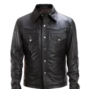 Mens Black Leather Shirt