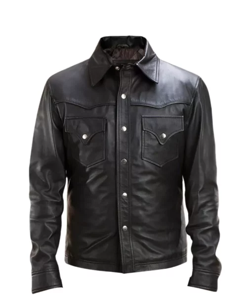 Mens Black Leather Shirt