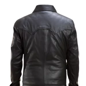 Mens Black Leather Shirt1