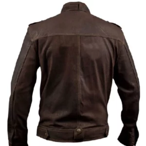 Men's Brown Slim Fit Leather Moto Jacket