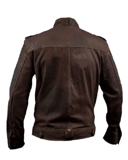 Men's Brown Slim Fit Leather Moto Jacket