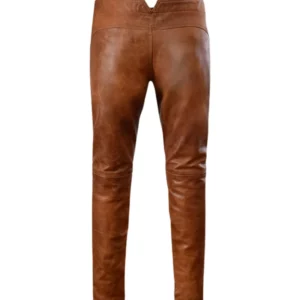 Men's Distressed Leather Pant Brown