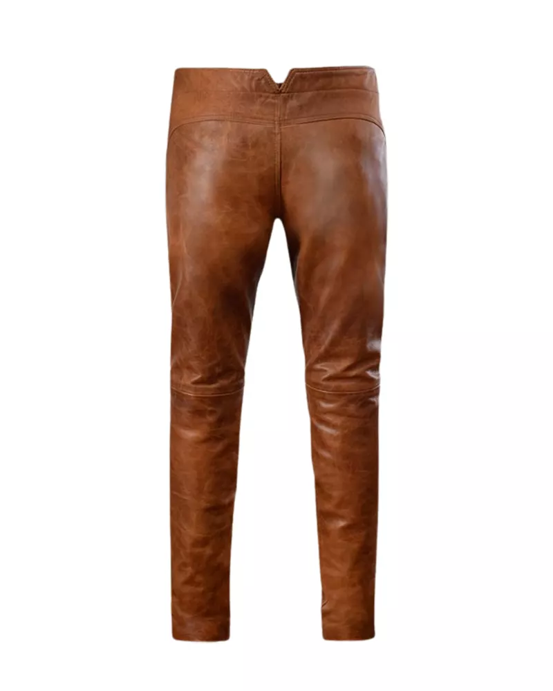 Men's Distressed Leather Pant Brown