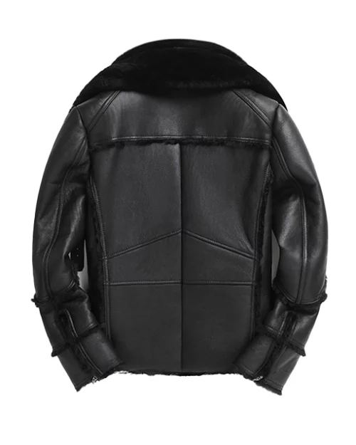 Men's Double Collar Sheepskin Biker Jacket