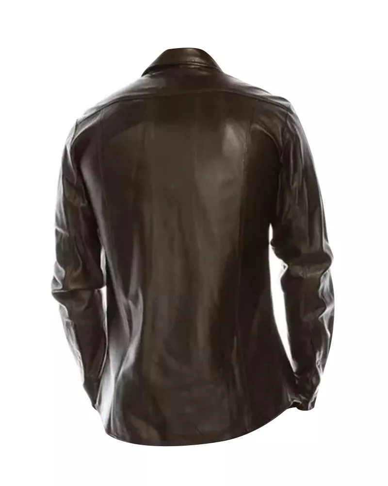 Men's Genuine Button Down Classic Leather Shirt