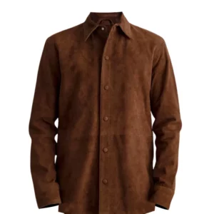 Men's Genuine Suede Brown Leather Shirt