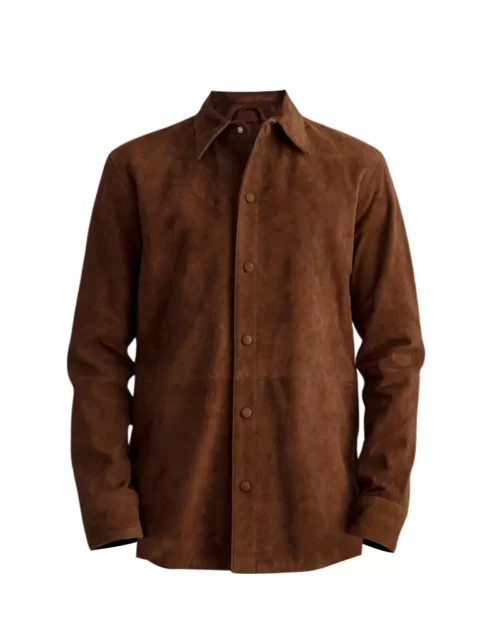 Men's Genuine Suede Brown Leather Shirt