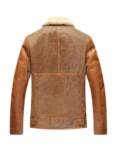 Mens Leather Bomber Pilot Winter Shearling Jacket
