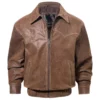 Men's Leather Brown Bomber Jacket