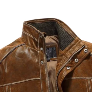 Men's Standing Collar Brown Winter Coat