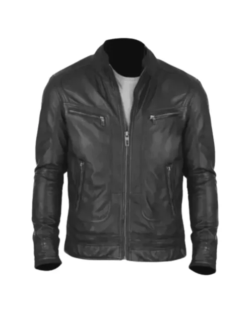 Stylish Black Lambskin Leather Jacket for Men