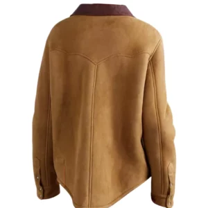 Women Camel Suede With Classic Leather Shirt