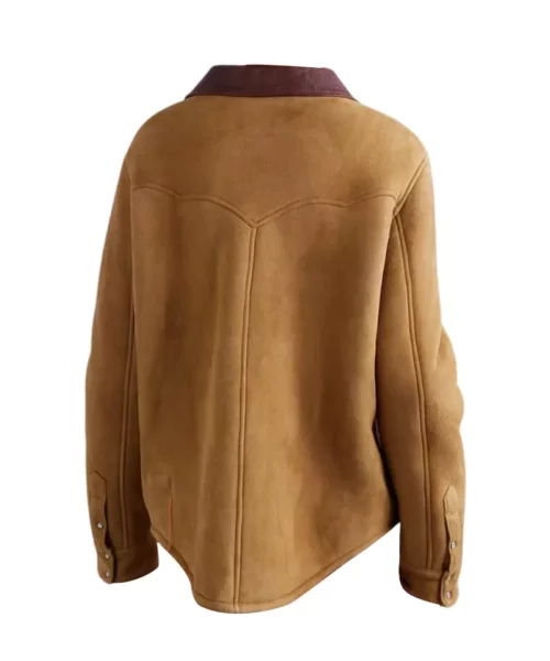 Women Camel Suede With Classic Leather Shirt