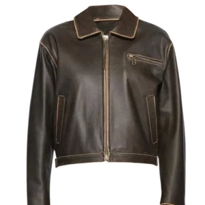 Brown Distressed Leather Jacket