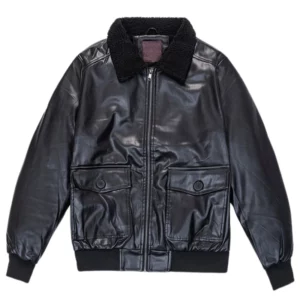 Stay warm and stylish with our Men's Black Leather Bomber Jacket with Fur Collar. Crafted from premium leather, it offers comfort, durability, and a classic look.