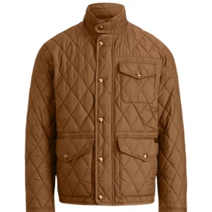 Brown Quilted Jacket For Men