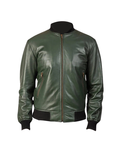 Men’s Casual Leather Bomber Jacket