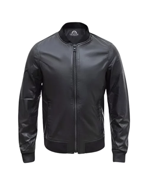 Men’s Casual Bomber Black Leather Jacket
