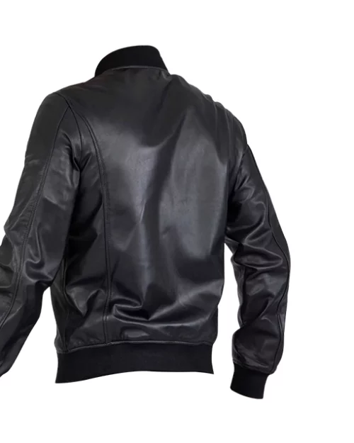 Men’s Casual Bomber Black Leather Jacket