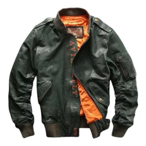 Men's Casual Spades Bomber Leather Jacket