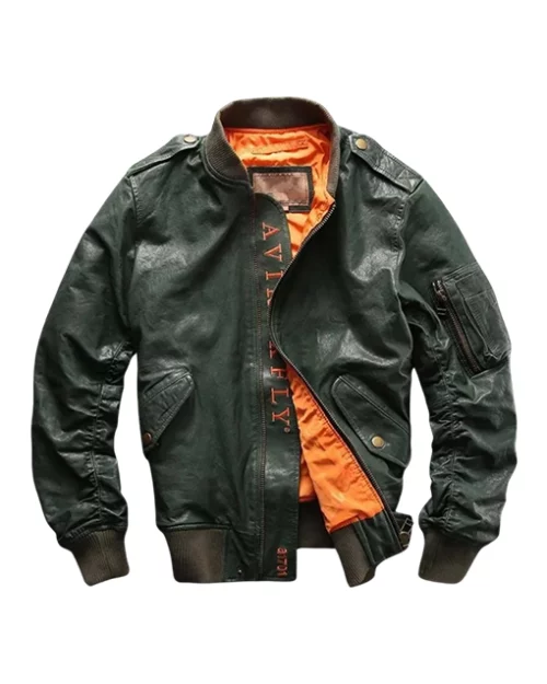 Men's Casual Spades Bomber Leather Jacket
