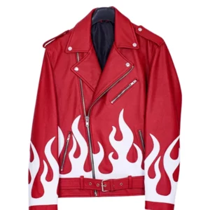 Meteor Flames Biker Leather Jacket