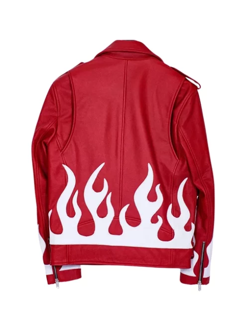 Meteor Flames Biker Leather Jacket