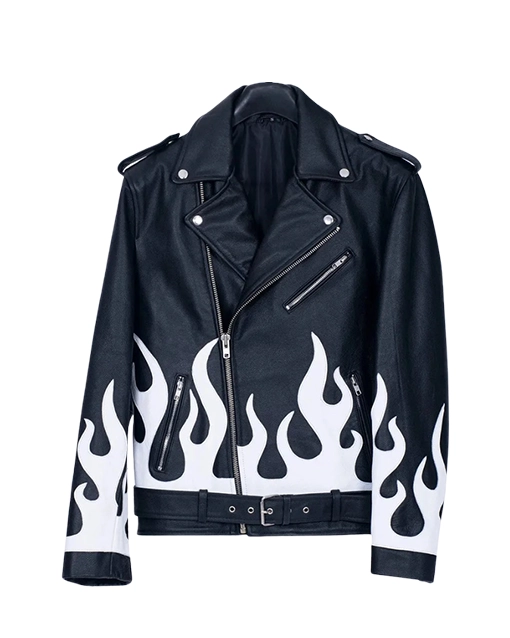 Meteor Flames Leather Biker Jacket | Genuine Leather