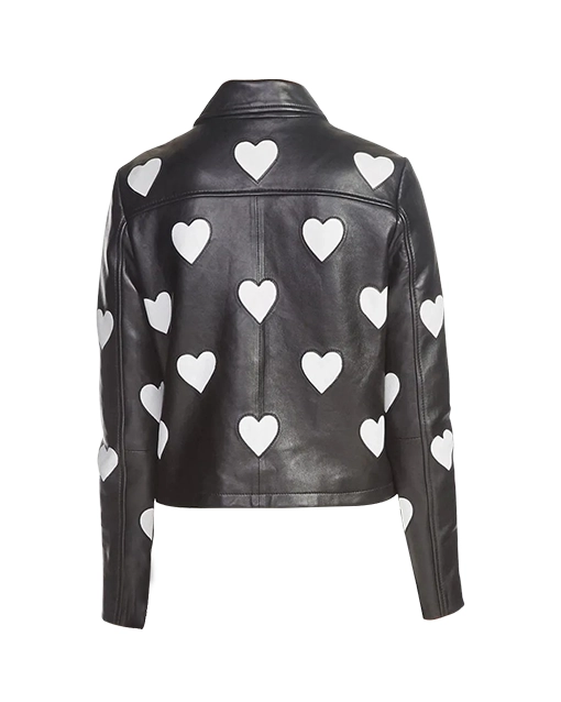 Women’s Heart Logo Black Leather Jacket