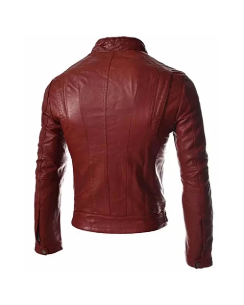 Shop the Men's Casual Slim Fit Snap Tab Collar Faux Leather Jacket