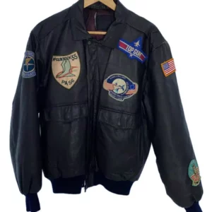 A-2 Top Gun Black Leather Flight Jacket