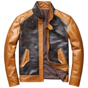 Men’s Black and Brown Cafe Racer Jacket