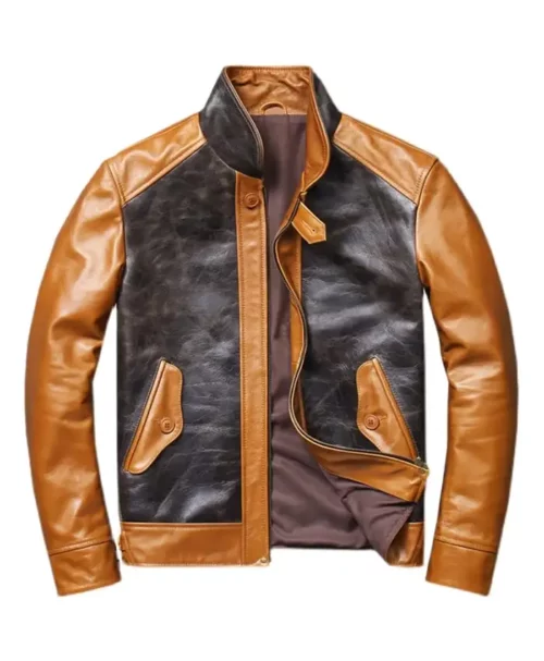 Men’s Black and Brown Cafe Racer Jacket