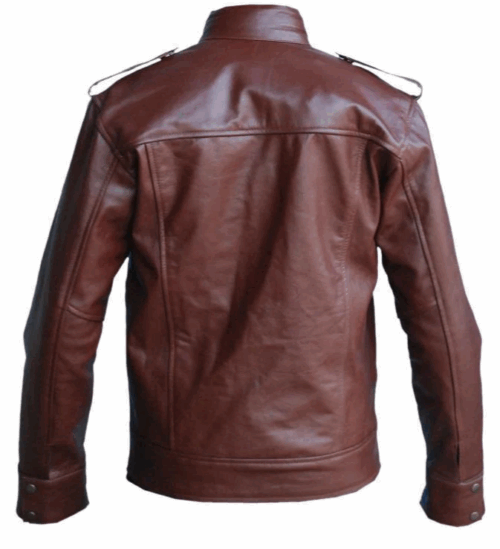Men Reddish Brown Genuine Leather Jacket